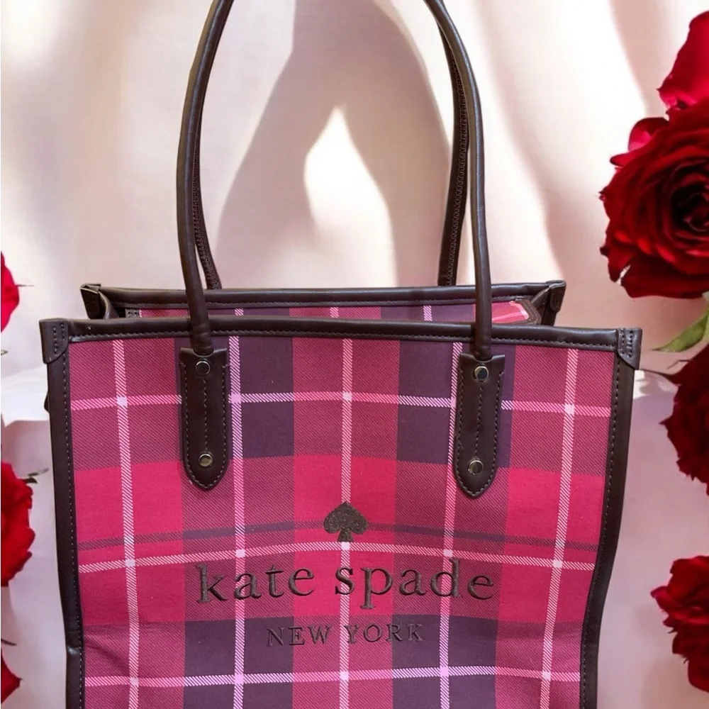 Kate Spade Pink Plaid Tote Bag
